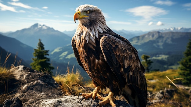 Aquila selvaggia in piedi scena maestosa