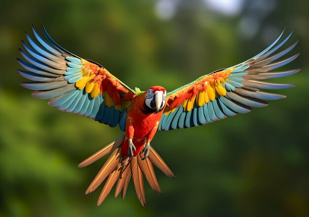 Ara volante bellissimo uccello IA generativa