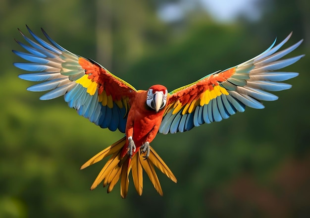 Ara volante bellissimo uccello IA generativa