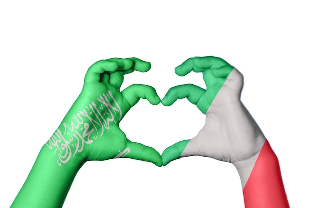 Arabia Saudita Italia Cuore Gesto della mano che fa il cuore