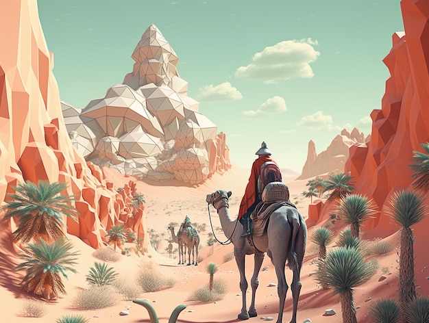 Arabian Camel Dessert Illustrazione AI_Generated