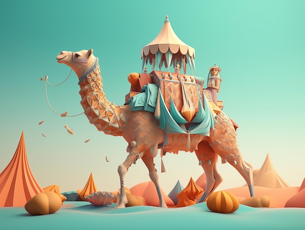 Arabian Camel Dessert Illustrazione AI_Generated