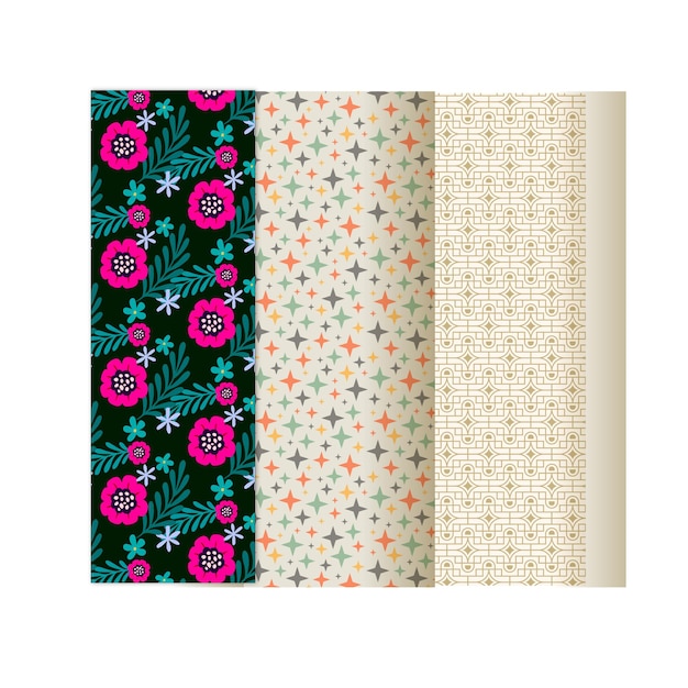 Arabic islamic flat linear pattern collections seamless patterns set decorative geometric style