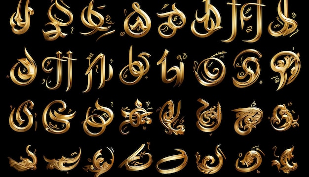 arabische kalligraphiebuchstaben in oro