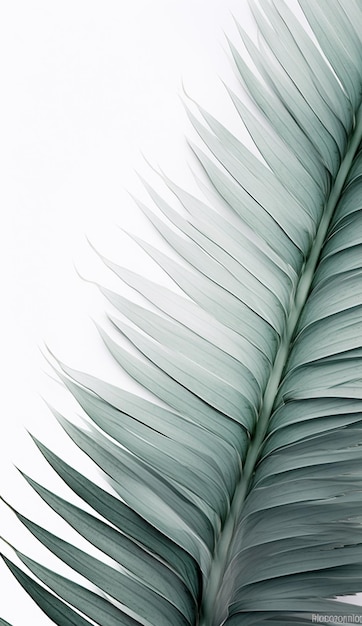 Arafed foglia verde di una palma contro un cielo bianco generativo ai