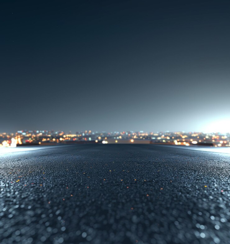 arafed view of a city at night with a street light generative ai