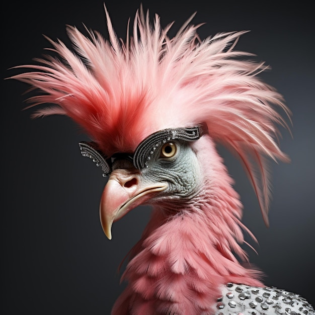 Araffe con un mohawk rosa e una maschera nera su ai generativo