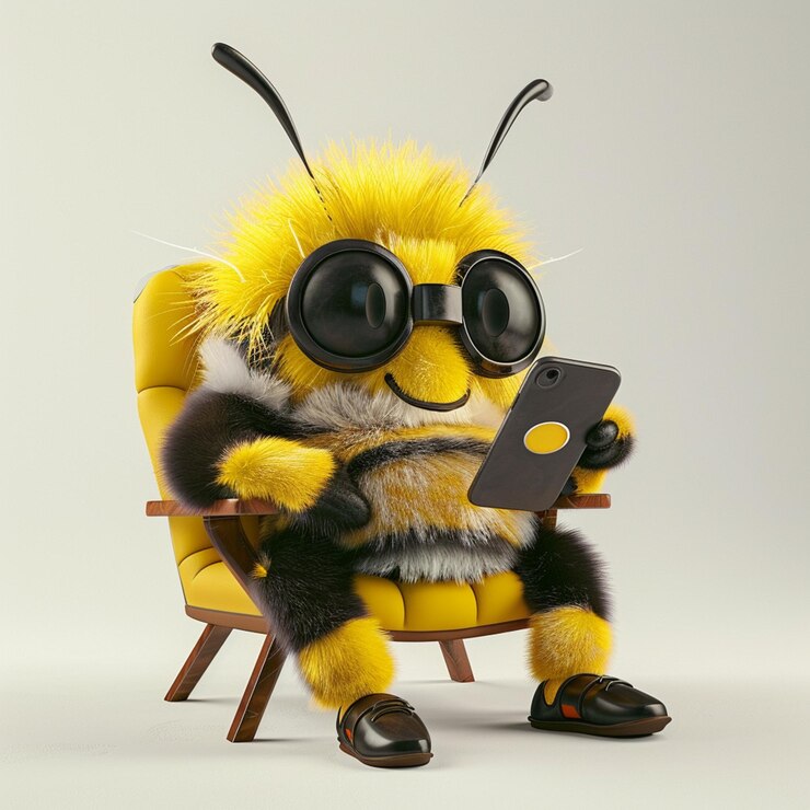 araffe sitting in a chair with a tablet computer and wearing sunglasses generative ai