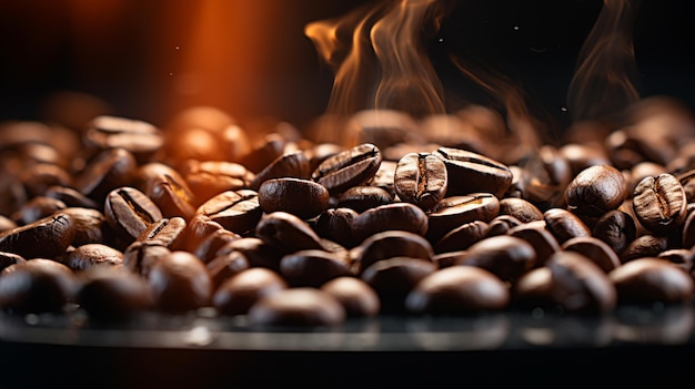 Araffes di chicchi di caffè vengono arrostiti in una ciotola generativa ai