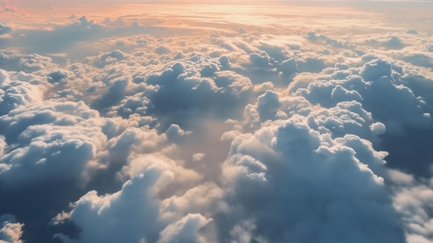 arafly vista di un cielo con nuvole e un aereo che vola nel cielo generativo ai