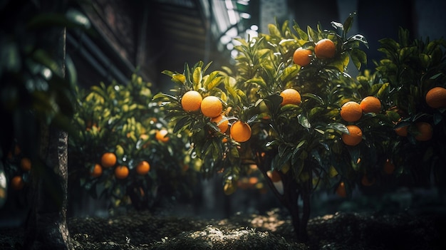 Arance sull'albero nel giardinogenerativo ai