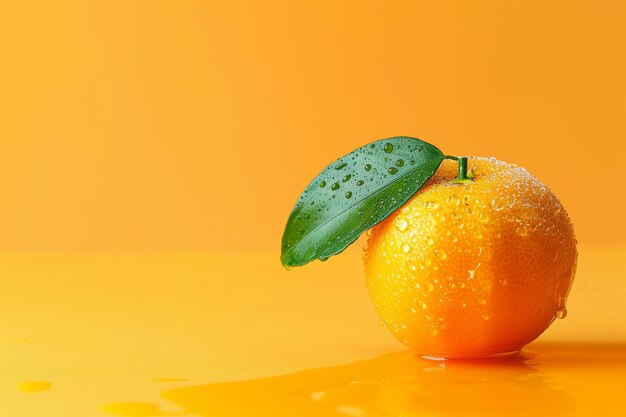 Arancia fresca con foglia verde
