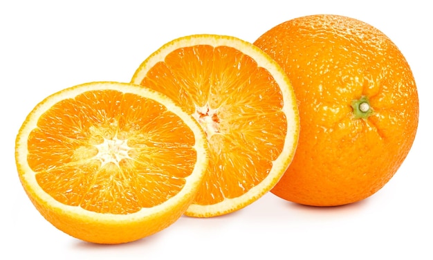 Arancio isolato su sfondo bianco Percorso di ritaglio arancio fresco maturo