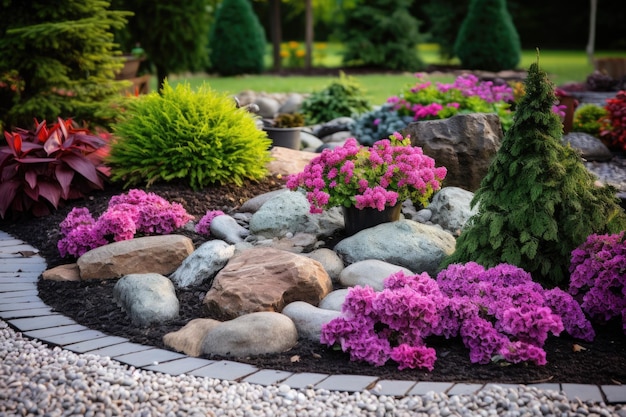 Arazzi di fiori multicolori nel parco Giardinaggio estivo all'aperto IA generativa