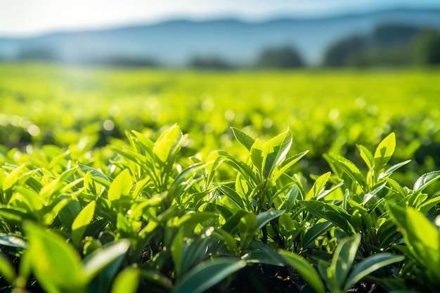 Arazzo di foglie di tè Sfondo dell'agricoltura in Asia