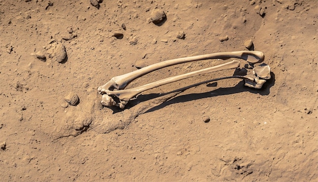 Archeologia e paleontologia piana superficie sotterranea animali fossili sepolti scheletro osso