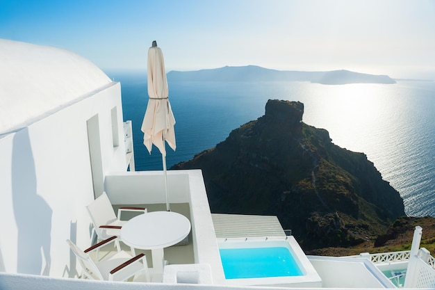 Architettura bianca dell'isola Grecia di Santorini