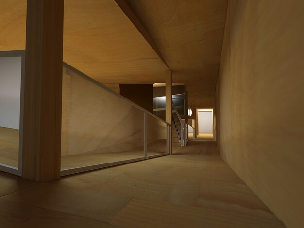 Architettura concettuale, sala interna, in legno.