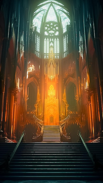 Architettura della cattedrale gotica di Cyberpunk Ai generata