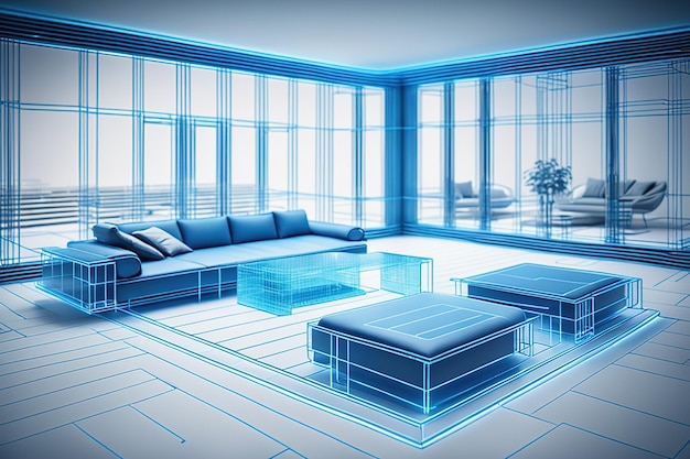 architettura e realtà virtuale per interni un ologramma di una casa e design immobiliare generato dall'intelligenza artificiale