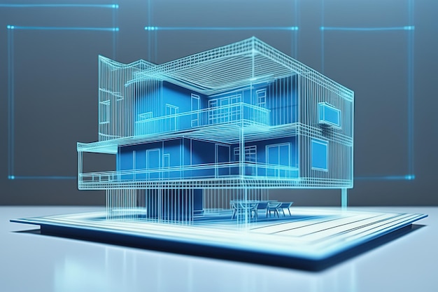 architettura e realtà virtuale per interni un ologramma di una casa e design immobiliare generato dall'intelligenza artificiale