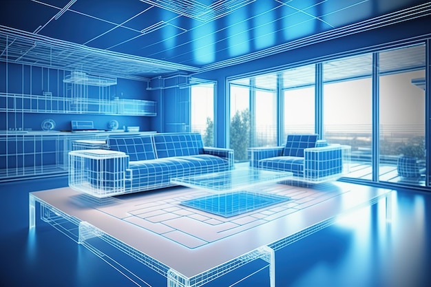 architettura e realtà virtuale per interni un ologramma di una casa e design immobiliare generato dall'intelligenza artificiale