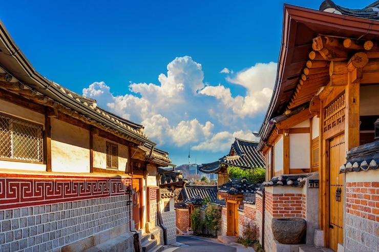 Architettura in stile coreano tradizionale a Seoul, in Corea