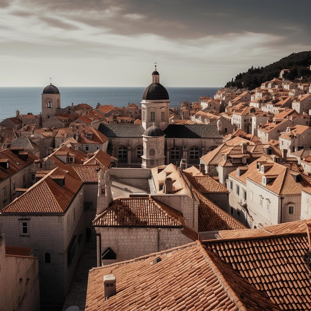 Architettura medievale della città vecchia di Dubrovnik e costa croata