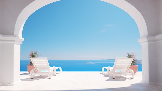 architettura mediterranea sotto un cielo blu e limpido sfondo delle vacanze estive