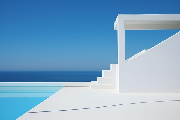 Architettura moderna con piscina e vista mare