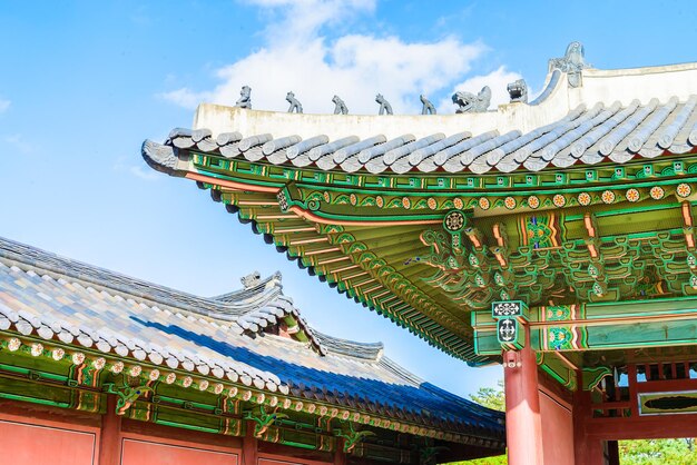 Architettura nel palazzo Changdeokgung nella città di Seoul in Corea