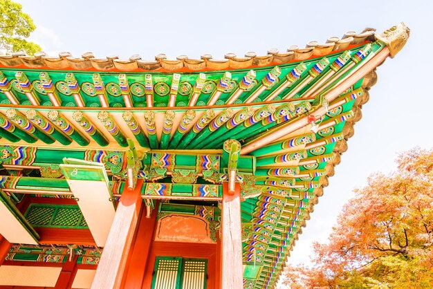 Architettura nel palazzo Changdeokgung nella città di Seoul in Corea