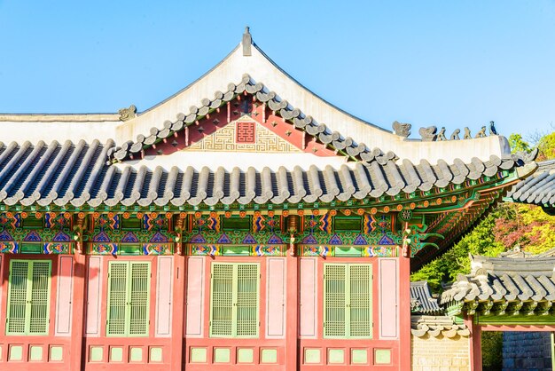 Architettura nel palazzo Changdeokgung nella città di Seoul in Corea