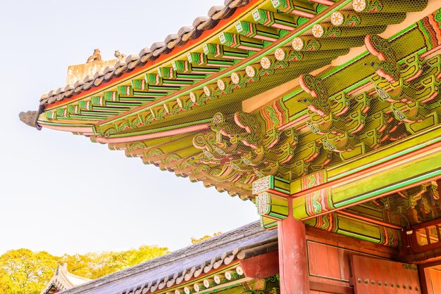 Architettura nel palazzo Changdeokgung nella città di Seoul in Corea