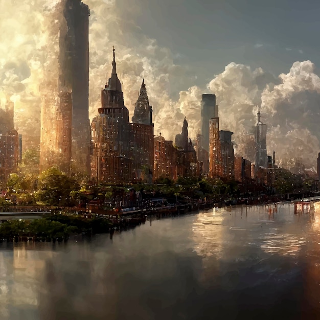 Architettura realistica dell'illustrazione di New York City