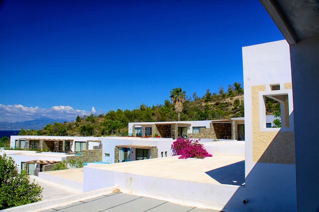 Architettura tradizionale dell'isola di Oia Santorini in Grecia