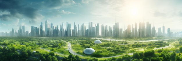 Architettura urbana paesaggio urbano con città verde eco-friendly concetto di tecnologia verde