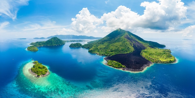 Arcipelago di Banda Islands Moluccas di vista aerea Indonesia