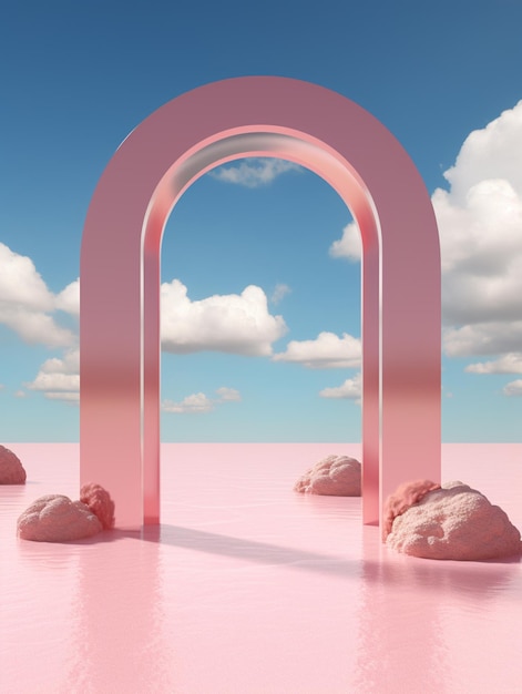 arco arafed nel mezzo di un deserto rosa con rocce generatrici ai