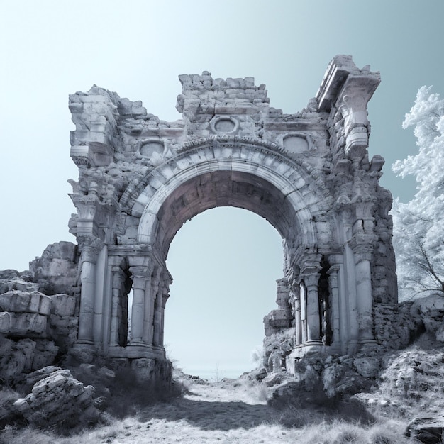 Arco di pietra vintage con altezza maestosa Un'immagine generativa AI affascinante