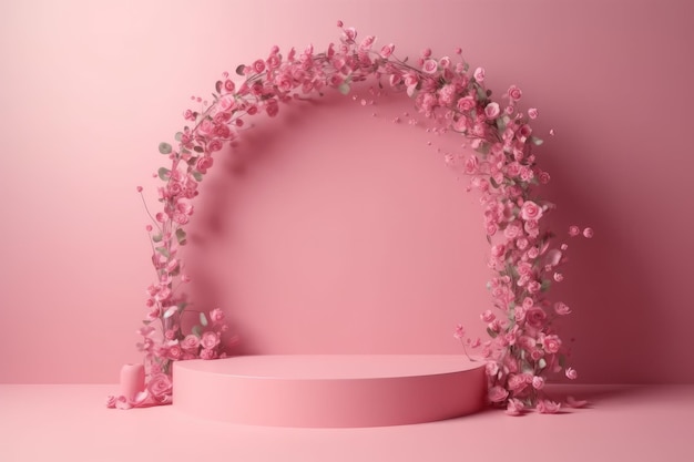 Arco floreale rosa IA generativa