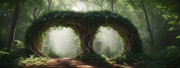 Arco naturale modellato dai rami della foresta