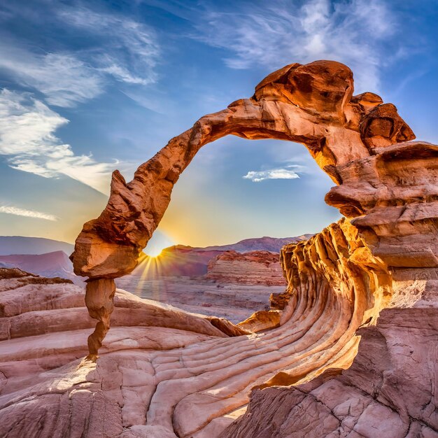 Arco nella roccia Paesaggio naturale del deserto Timna Park Israele