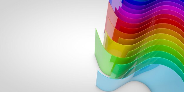 Arcobaleno astratto che scorre linee curve sfondo Rendering 3D