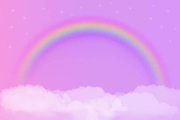 Arcobaleno con nuvole e stelle