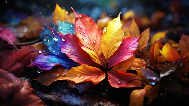 arcobaleno di foglie autunnali illustrazione di arte digitale AI generativa