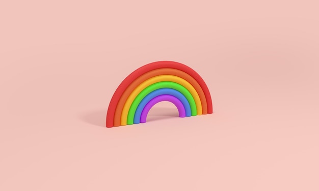 Arcobaleno isometrico su sfondo rosa Rendering 3d del concetto creativo di orgoglio