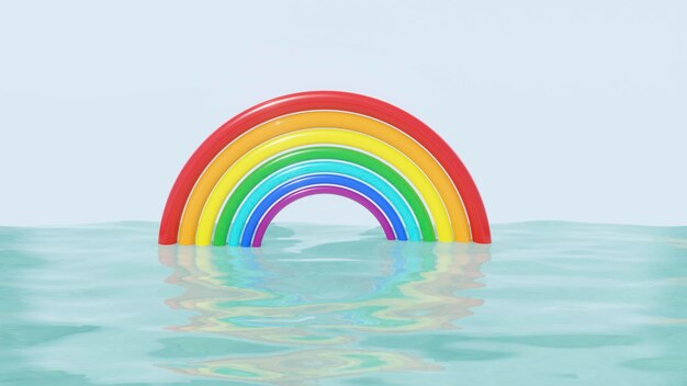 arcobaleno nel rendering 3d dell'acqua