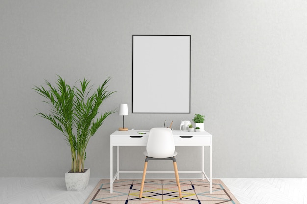 Area di lavoro in scandinavo interior artwork mockup