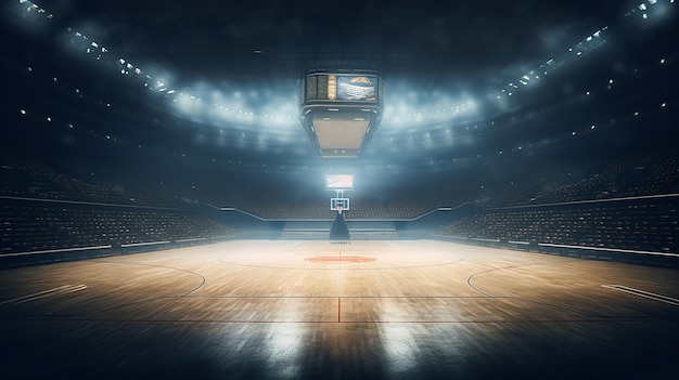 arena di basket con illuminazione speciale e spazio per le copie